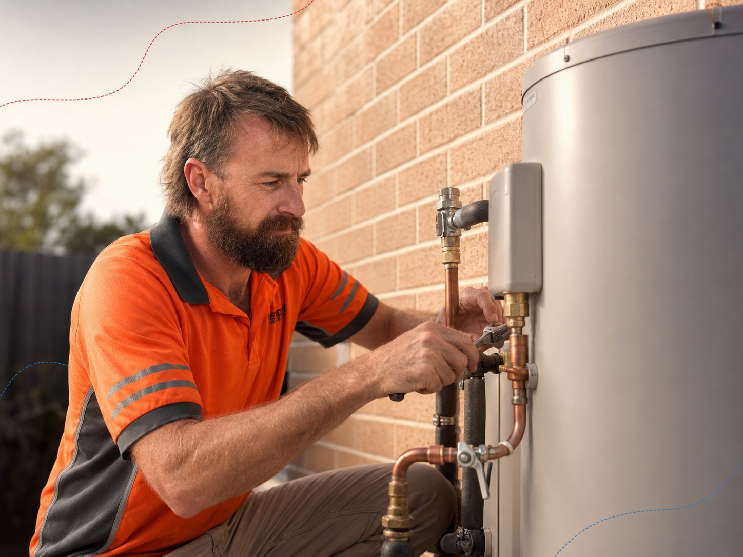 Brad repairing a hot water system